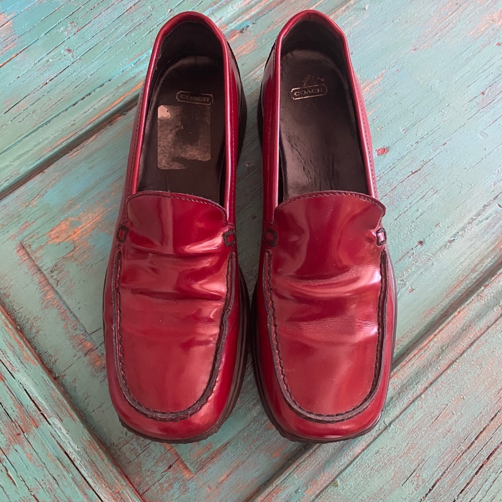 Coach Red Leather Loafers